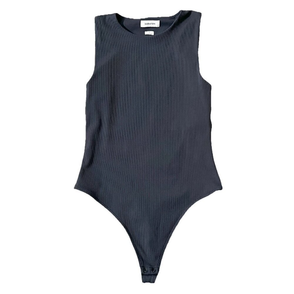 Aritzia Babaton Women's Contour 90s Bodysuit Size Medium Black Ribbed Tank